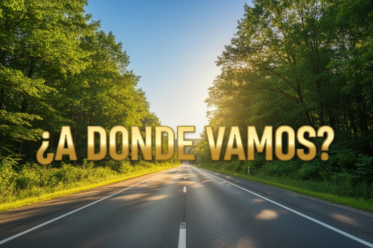 escribe en medio con letra grande do color dorado metalizado: a donde vamos?